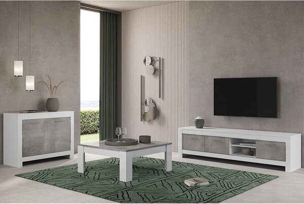 Lorenz Living Room Set With Sideboard In Grey Effect And White