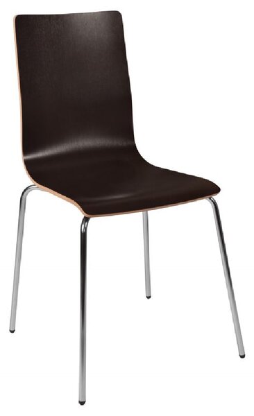 Laval Wooden Bistro Chair With Chrome Legs In Black