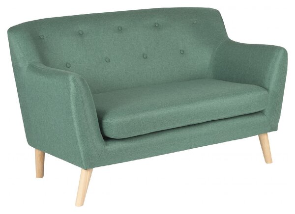 Shawnee Fabric 2 Seater Sofa With Oak Legs In Ocean Green