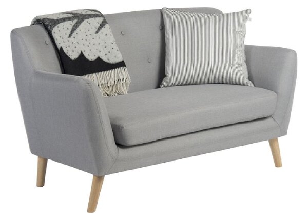 Shawnee Fabric 2 Seater Sofa With Oak Legs In Grey