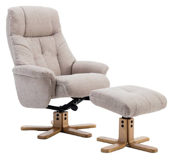 Danville Fabric Recliner Chair With Footstool In Oatmeal