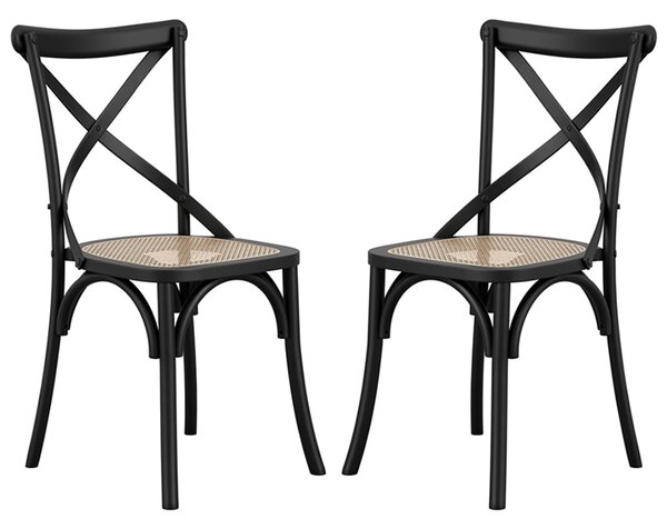 Flint Black Wooden Dining Chairs In Pair