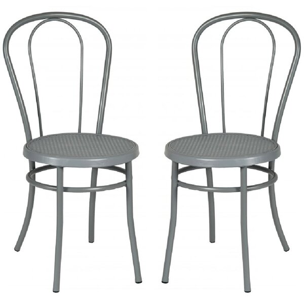 Ukiah Dove Grey Metal Bistro Chair In Pair