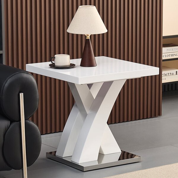 Axara High Gloss Lamp Table Square In White