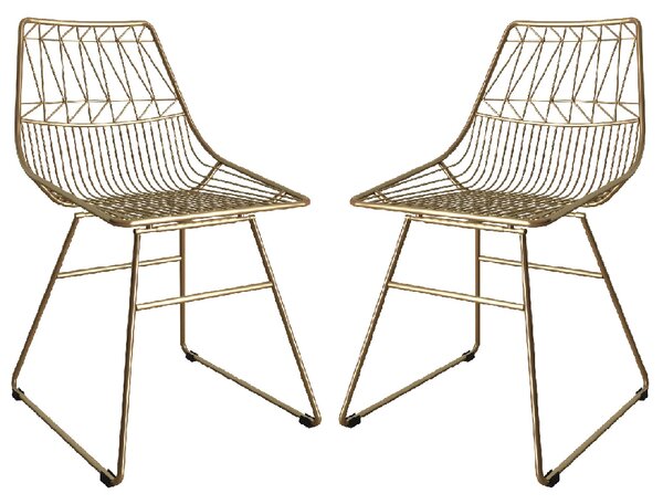 Auckland Gold Metal Bistro Dining Chairs In Pair