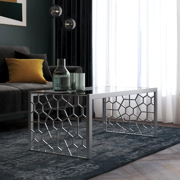 Joseph Clear Glass Coffee Table With Silver Metal Frame