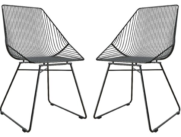 Eastlake Black Metal Bistro Dining Chairs In Pair