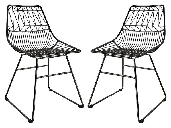 Auckland Black Metal Bistro Dining Chairs In Pair