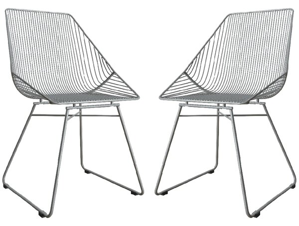 Eastlake Grey Metal Bistro Dining Chairs In Pair