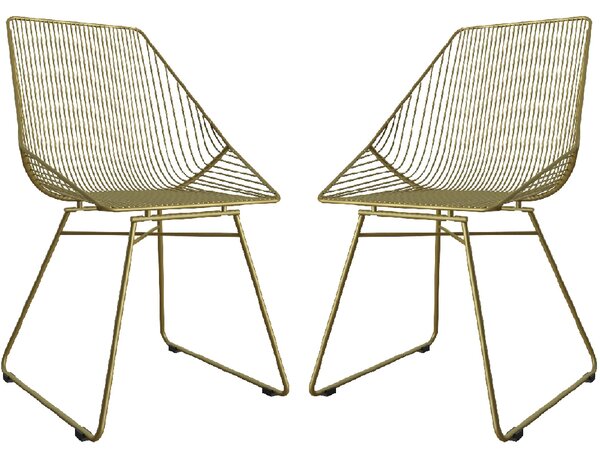 Eastlake Gold Metal Bistro Dining Chairs In Pair