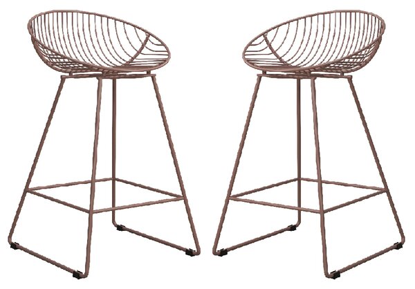 Eastlake Blush Pink Metal Bar Chairs In Pair