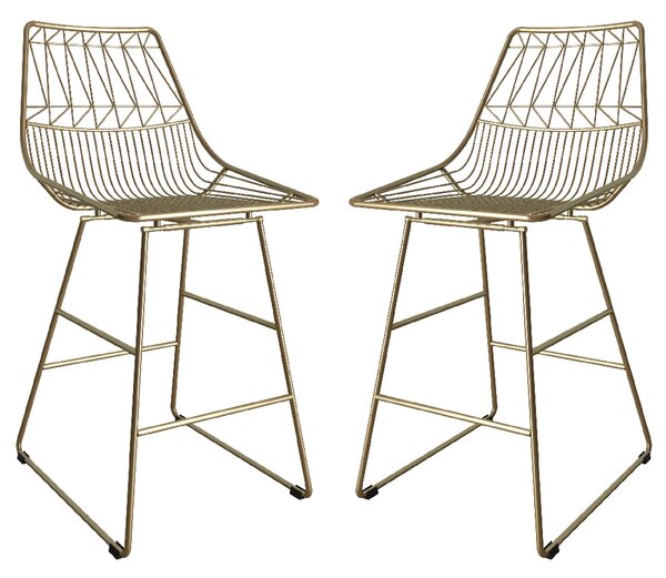 Auckland Gold Metal Bar Chairs In Pair