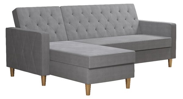 Lahaina Fabric Sofa Bed With Oak Legs In Light Grey