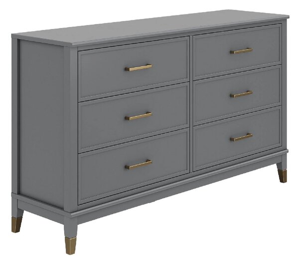 Wantagh Wooden Chest Of 6 Drawers In Graphite Grey