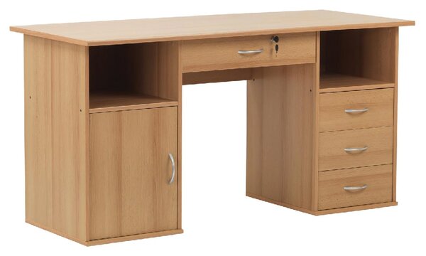 Dolce Wooden Laptop Desk With 3 Drawers In Beech