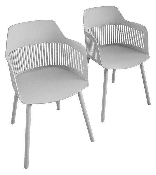 Cabazon Light Grey Resin Bistro Dining Chair In Pair