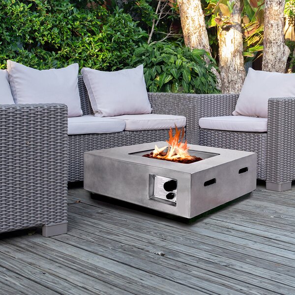 Laconia Faux Stone Burning Fire Pit With Grilling In Light Grey