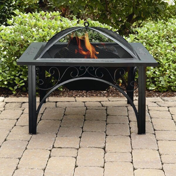 Karlstad Fax Stone Burning Fire Pit With Grilling In Black