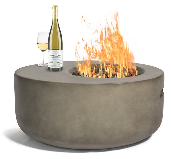 Ennis Faux Stone Burning Fire Pit With Grilling In Dark Grey