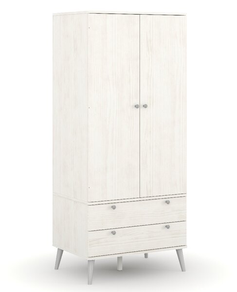 Avoch Wooden Wardrobe With 2 Doors 2 Drawers In White