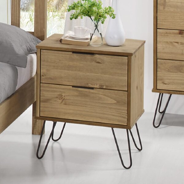 Avoch Wooden Bedside Cabinet With 2 Drawers In Oak