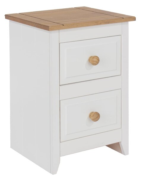 Chatfield Wooden Bedside Cabinet With 2 Drawers In White And Oak