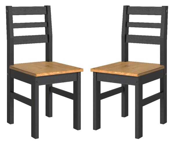 Consett Black And Oak Wooden Dining Chairs In Pair