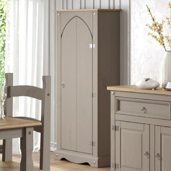 Consett Wooden Cupboard With 1 Door In Grey And Oak