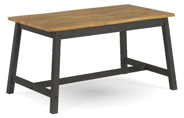 Consett Wooden Rectangular Dining Table In Black And Oak