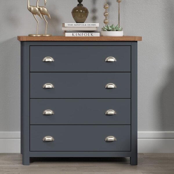 Delavan Wooden Chest Of 4 Drawers In Oak And Black