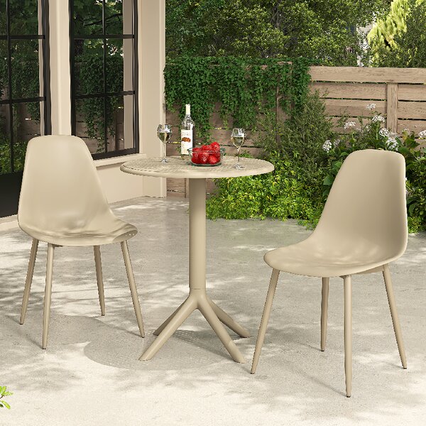 Gallipolis Plastic Bistro Dining Table With 2 Chairs In Sand