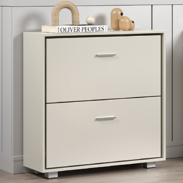 Lufkin Wooden Shoe Cabinet With 2 Flip Doors In White