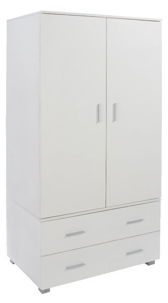 Lufkin Wooden Wardrobe With 2 Doors 2 Drawers In White