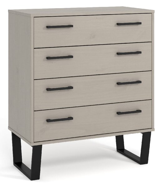 Tilston Wooden Wide Chest Of 4 Drawers In White And Black