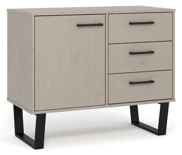 Tilston Wooden Sideboard With 1 Door 3 Drawers In White And Black