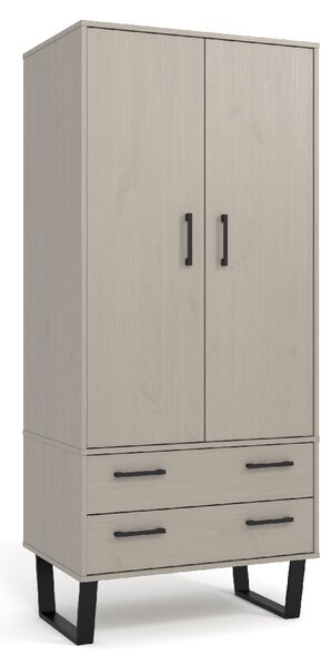 Tilston Wooden Wardrobe With 2 Doors 2 Drawers In White And Black