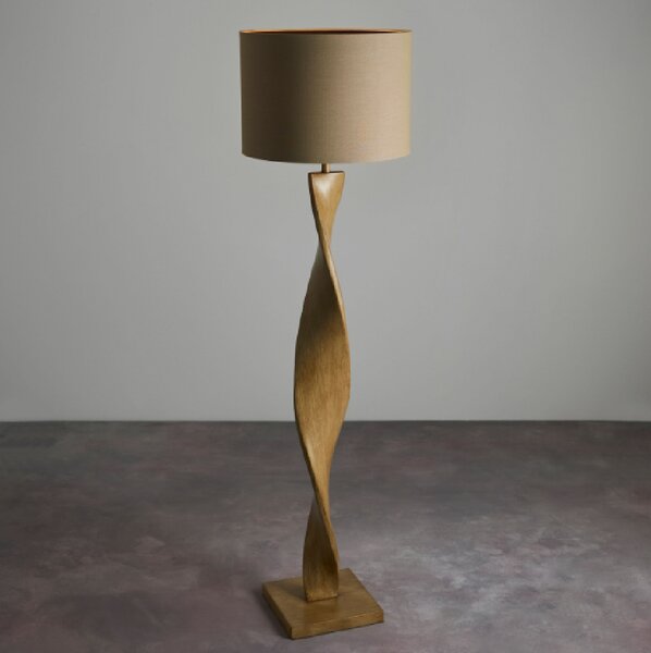 Adelaide Fabric Floor Lamp Table In Natural And Oak