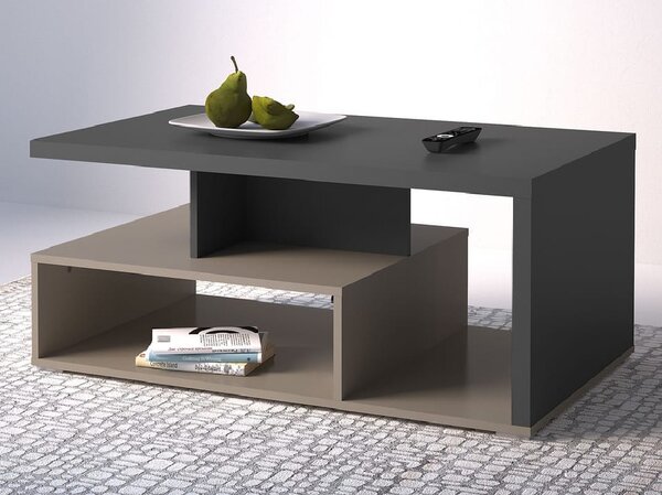 Seguin Wooden Coffee Table With Undershelf In Congo Anthracite