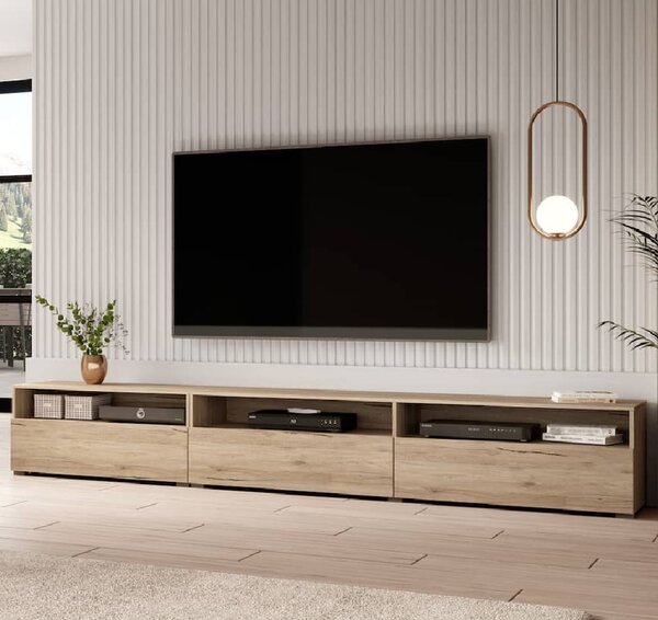 Batavia Wooden TV Stand With 4 Flip Doors In San Remo Oak