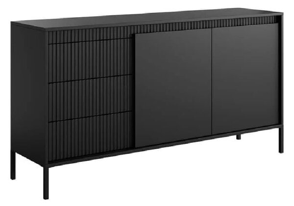 Shawnee Wooden Small Sideboard With 2 Doors 3 Drawers In Black