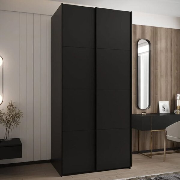 Tarzana Wooden Wardrobe With 2 Sliding Doors In Black