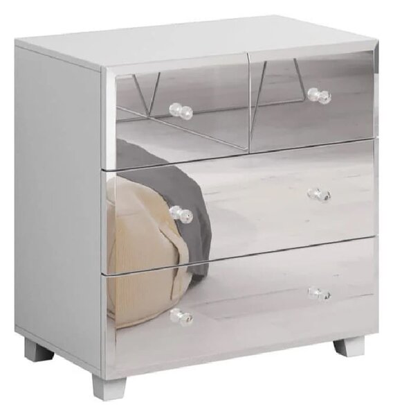 Bangor Mirrored Chest Of 3 Drawers In White