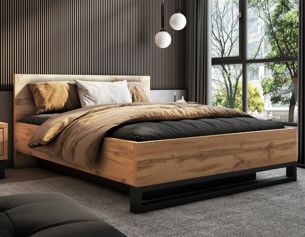 Hamburg Wooden Storage Ottoman King Size Bed In Wotan Oak