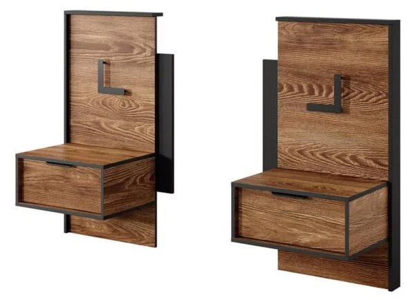 Madrid Chestnut Oak Wooden Bedside Cabinet With 2 Doors In Pair