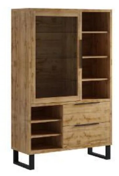 Hamburg Wooden Display Cabinet With 1 Door In Wotan Oak