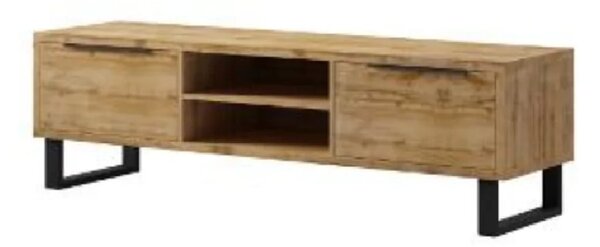 Hamburg Wooden TV Stand With 2 Flip Doors In Wotan Oak