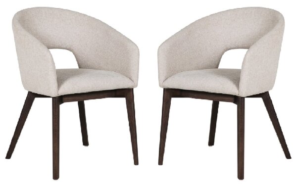 Adria Natural Fabric Dining Chair With Oak Legs In Pair