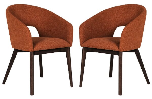 Adria Rust Fabric Dining Chair With Oak Legs In Pair