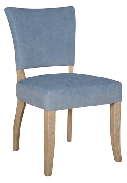 Dothan Velvet Dining Chair With Oak Legs In Blue