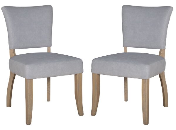 Dothan Light Grey Velvet Dining Chairs With Oak Legs In Pair